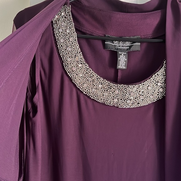 R & M Richards NWT 2PC Plum Party Sheath Dress with Sheer Jacket, Size 4 - Picture 6 of 17